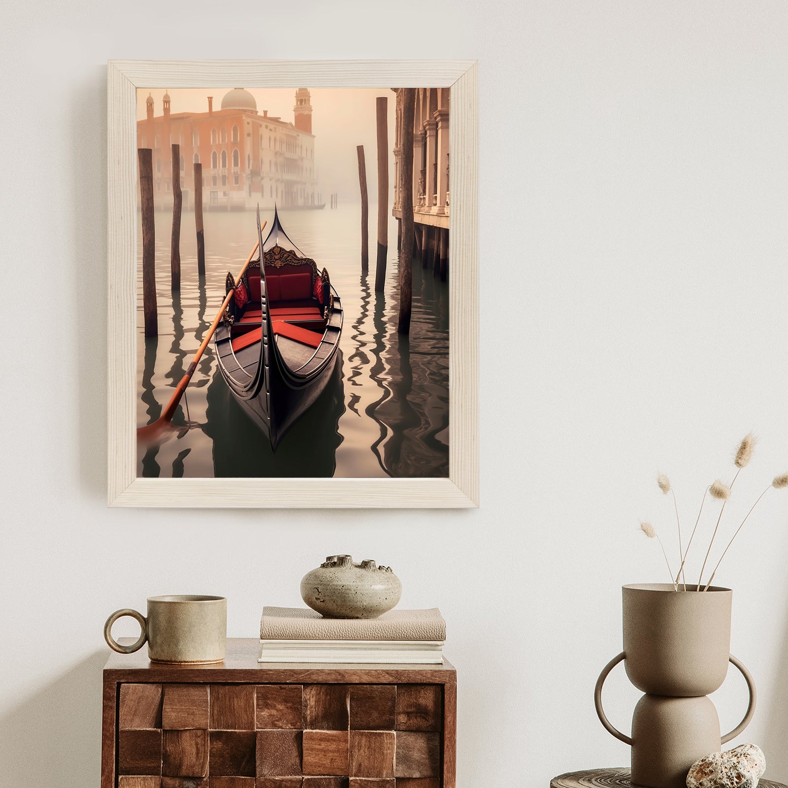 Plakat Gondola Na Tle Weneckiego Krajobrazu Rama Aluminiowa Kolor Czarny