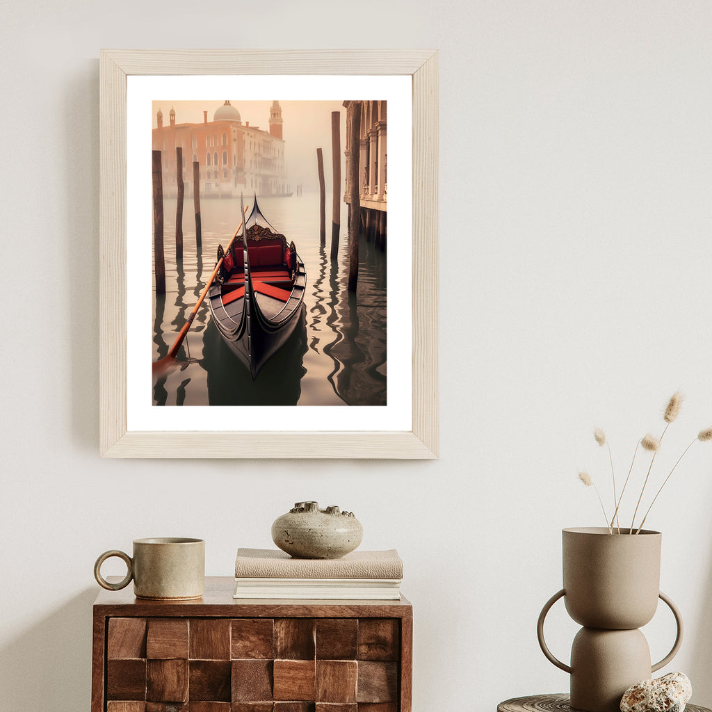 Plakat Gondola Na Tle Weneckiego Krajobrazu Rama Aluminiowa Kolor Czarny