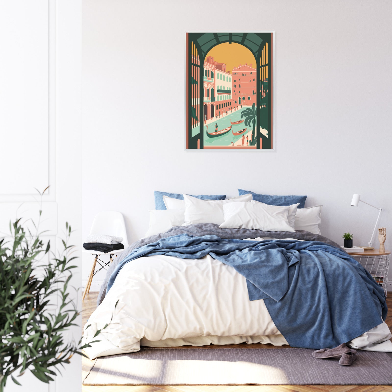Plakat Gondole Na Weneckim Canal Grande Rama Aluminiowa Kolor Czarny