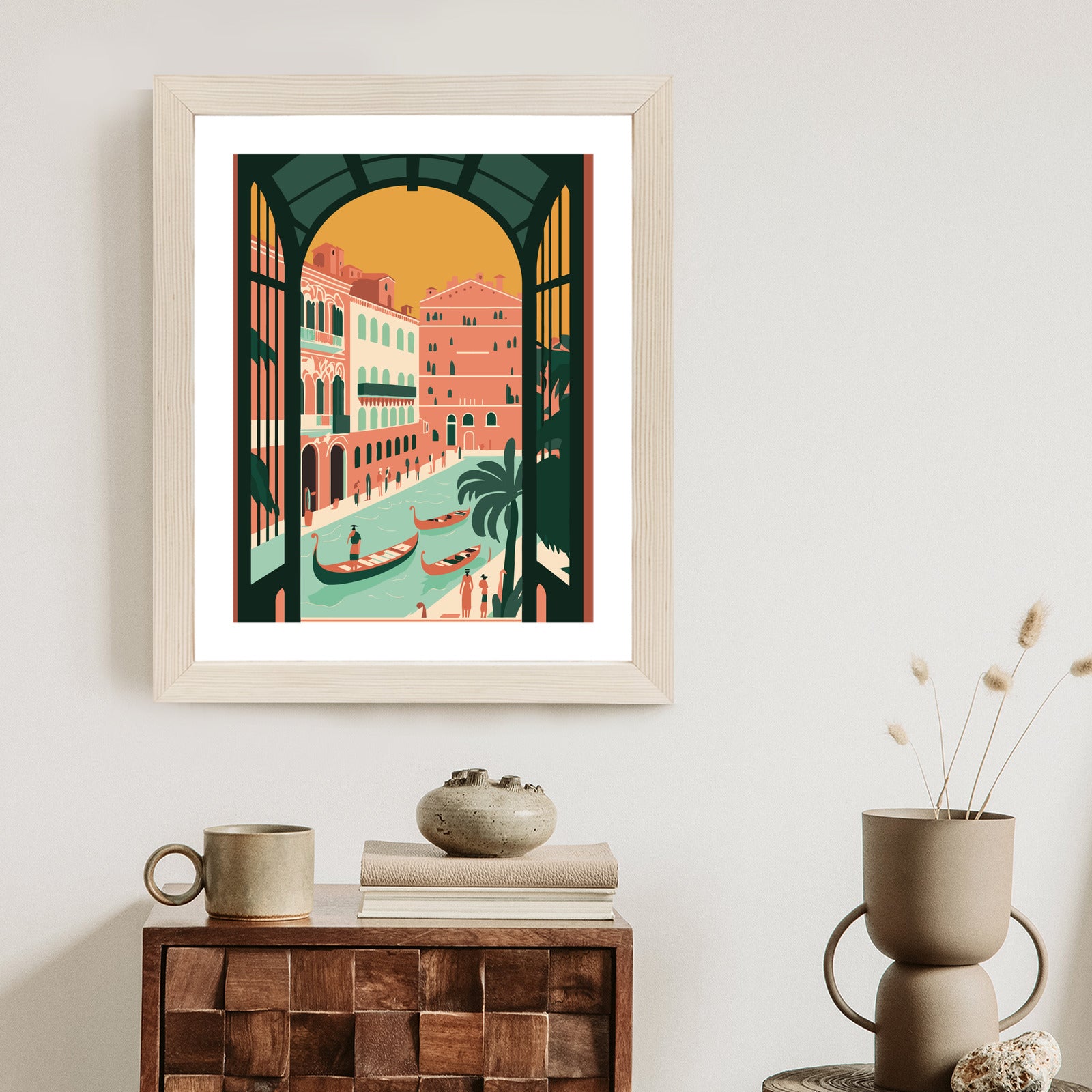 Plakat Gondole Na Weneckim Canal Grande Rama Aluminiowa Kolor Czarny