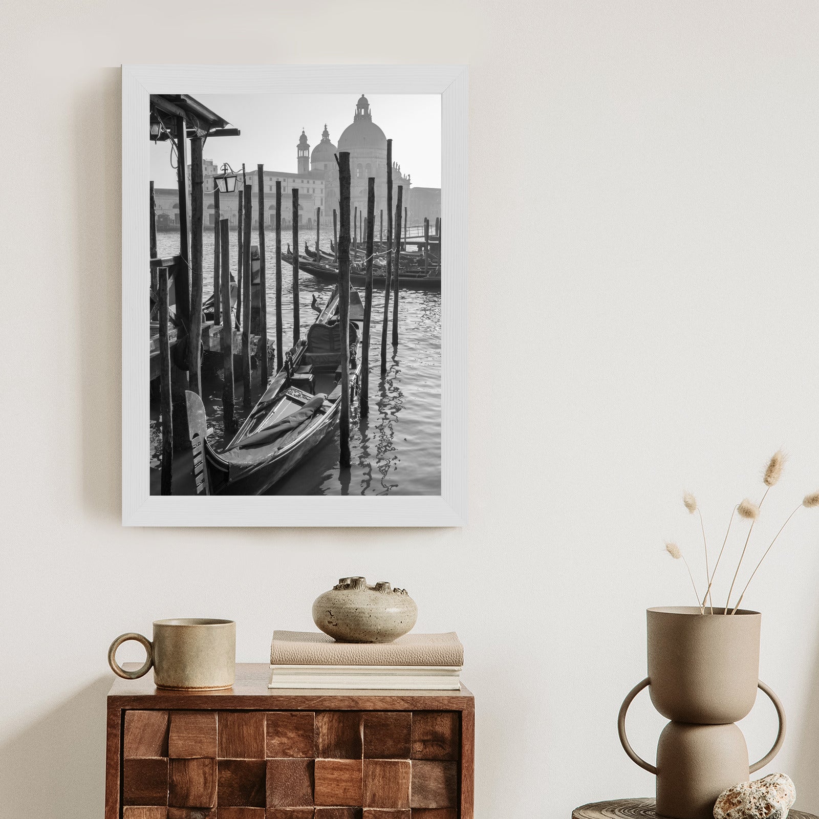 Plakat Kościół Santa Maria Della Salute I Gondole Rama Aluminiowa Kolor Czarny