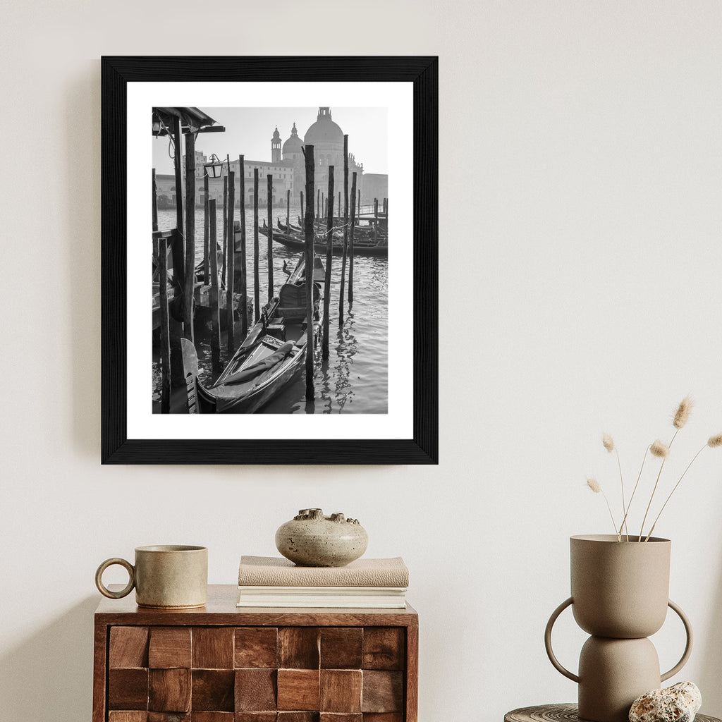 Plakat Kościół Santa Maria Della Salute I Gondole Rama Aluminiowa Kolor Czarny