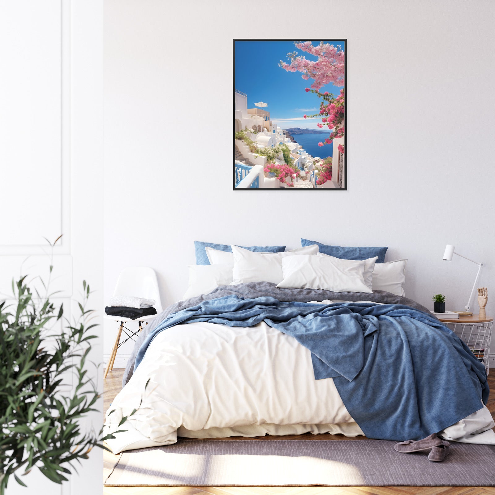 Plakat Malowniczy Widok Na Santorini Z Błękitnym Morzem Rama Aluminiowa Kolor Czarny