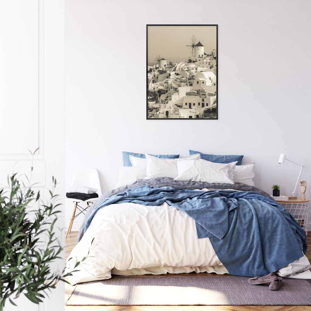 Plakat Typowa Architektura W Greckim Miasteczku Oia Rama Aluminiowa Kolor Czarny