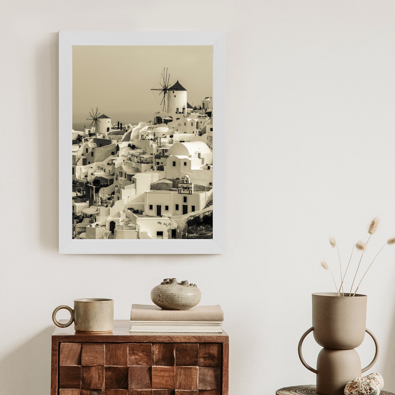 Plakat Typowa Architektura W Greckim Miasteczku Oia Rama Aluminiowa Kolor Czarny