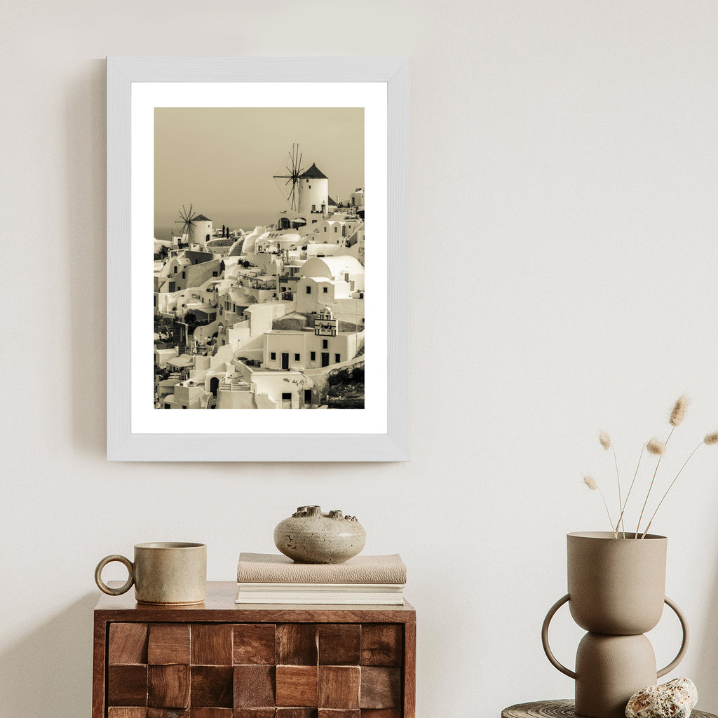 Plakat Typowa Architektura W Greckim Miasteczku Oia Rama Aluminiowa Kolor Czarny