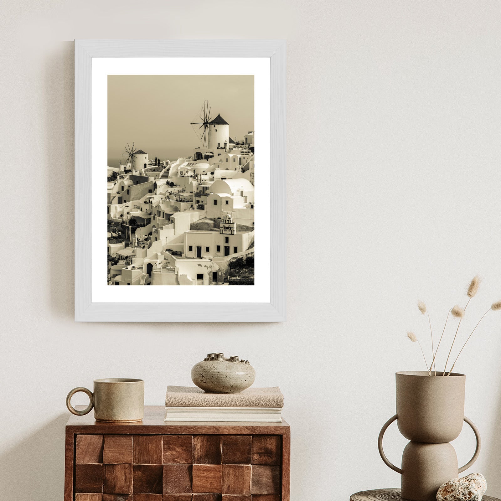 Plakat Typowa Architektura W Greckim Miasteczku Oia Rama Aluminiowa Kolor Czarny