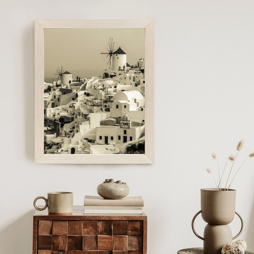 Plakat Typowa Architektura W Greckim Miasteczku Oia Rama Aluminiowa Kolor Czarny