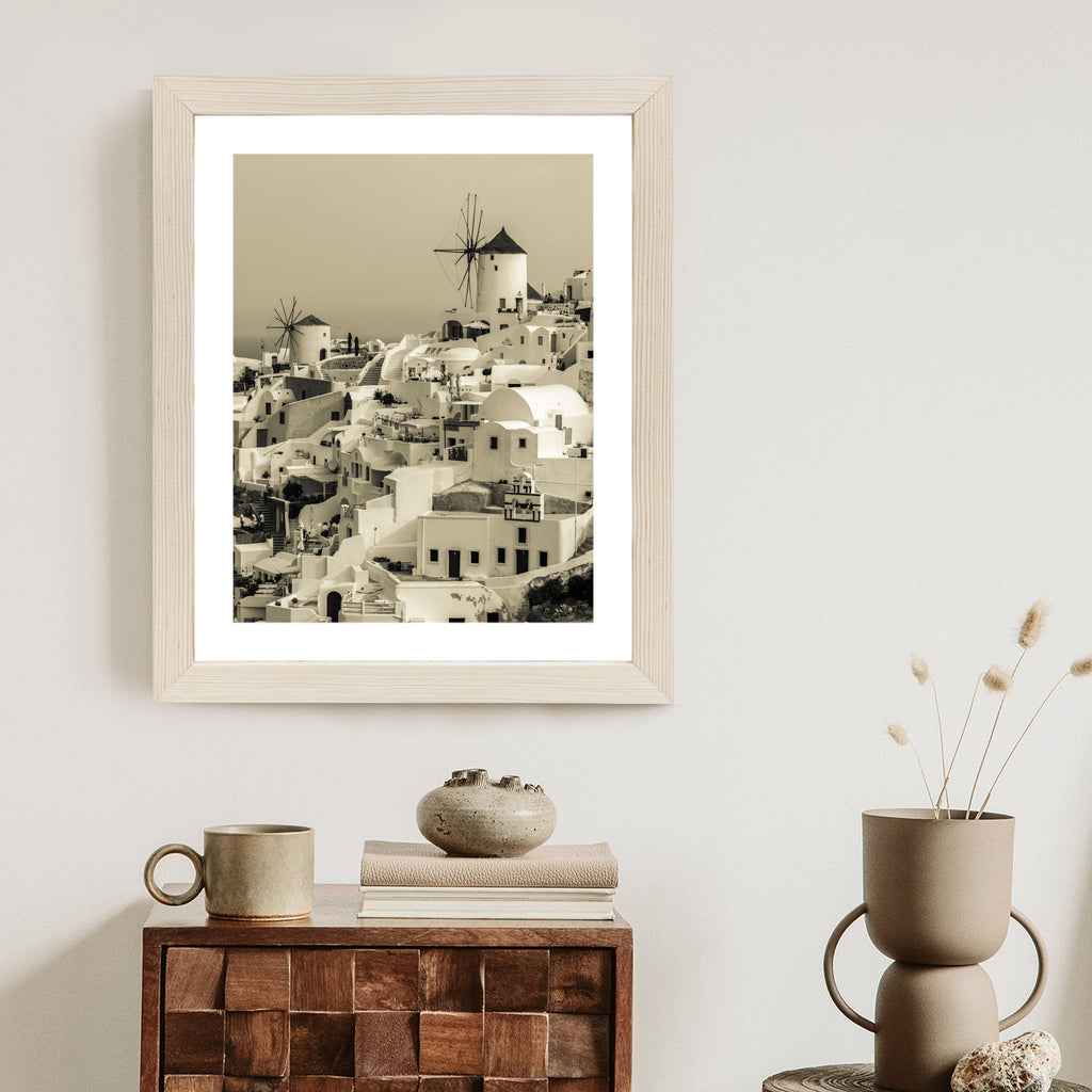 Plakat Typowa Architektura W Greckim Miasteczku Oia Rama Aluminiowa Kolor Czarny