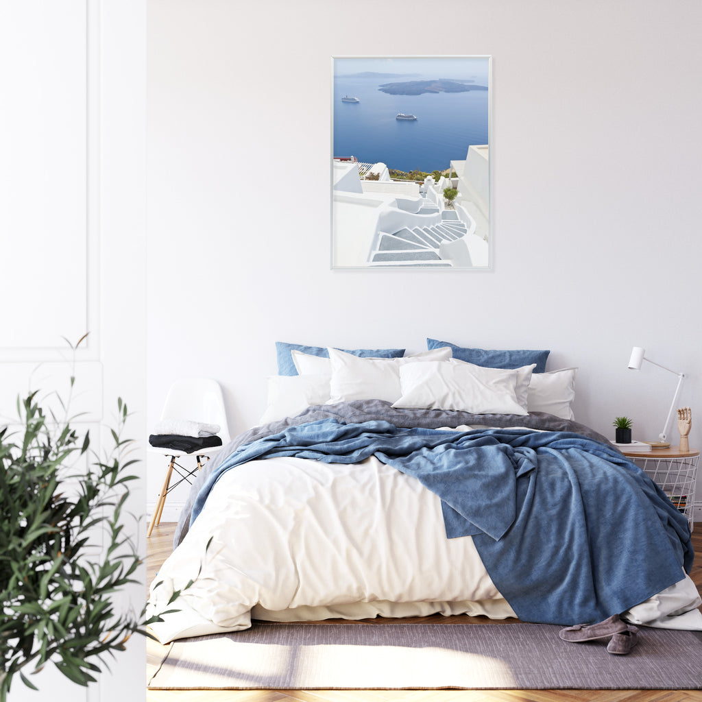 Plakat Santorini Z Malowniczym Widokiem Na Morze Rama Aluminiowa Kolor Czarny