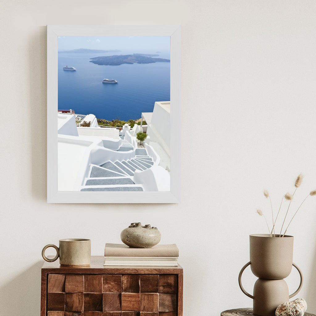 Plakat Santorini Z Malowniczym Widokiem Na Morze Rama Aluminiowa Kolor Czarny