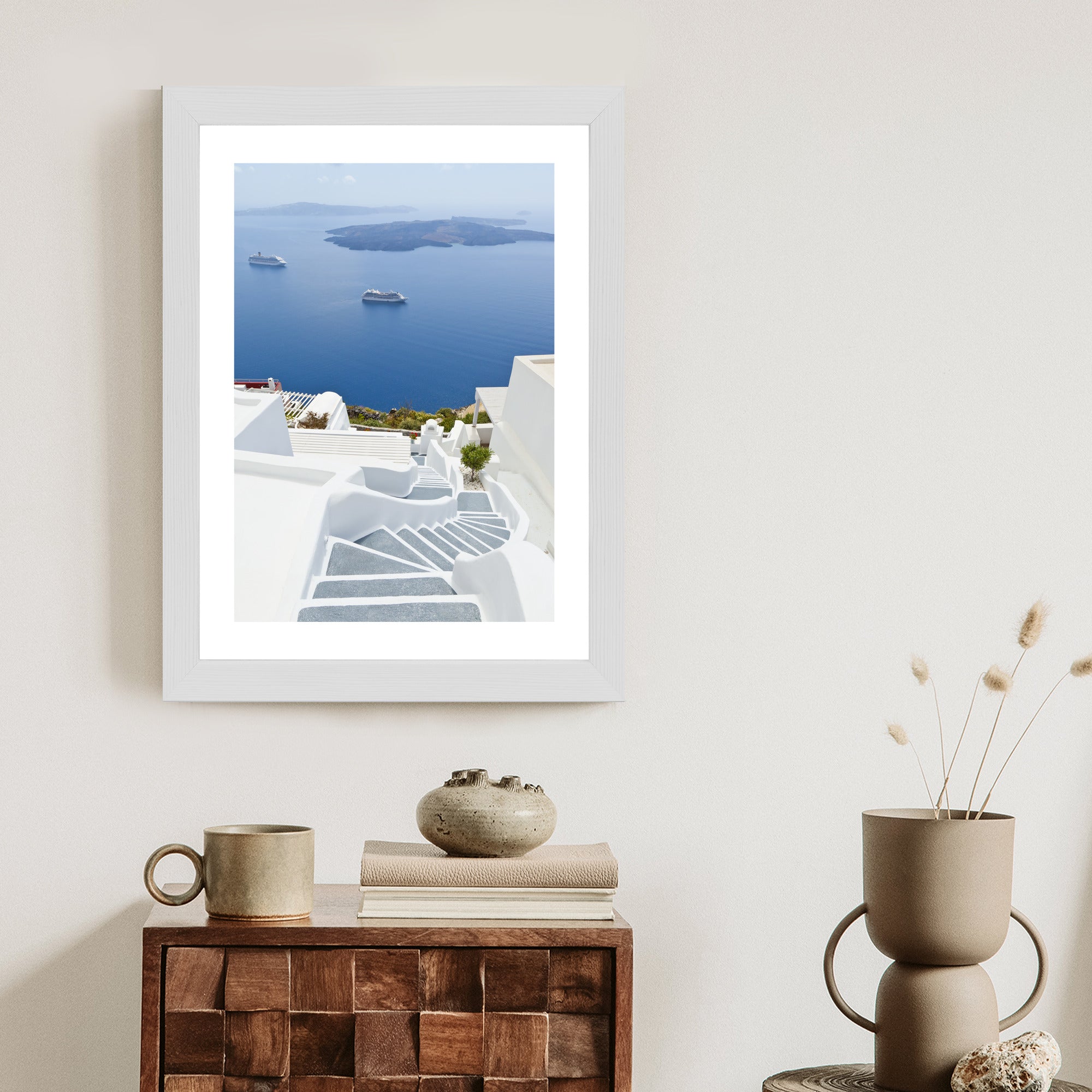Plakat Santorini Z Malowniczym Widokiem Na Morze Rama Aluminiowa Kolor Czarny