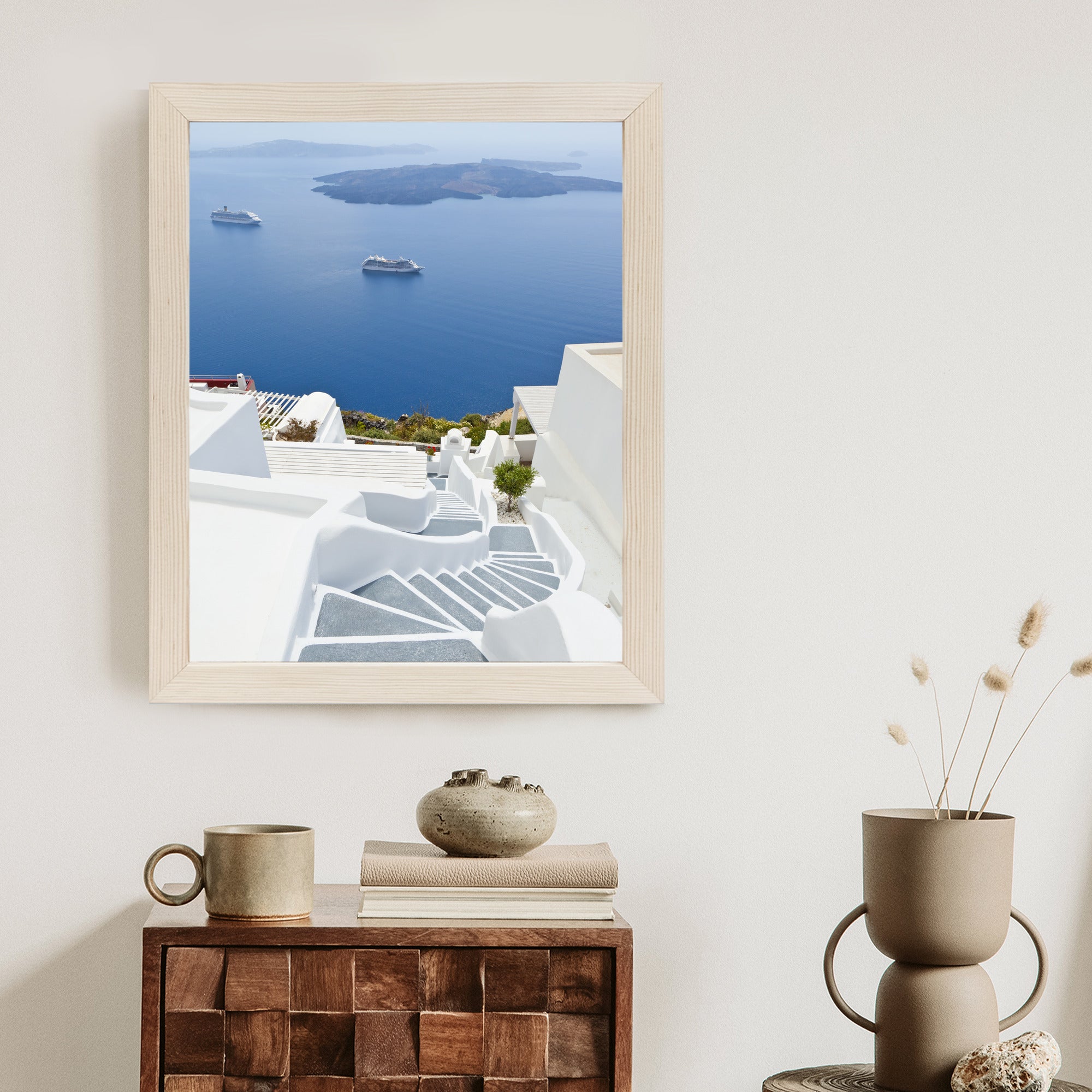 Plakat Santorini Z Malowniczym Widokiem Na Morze Rama Aluminiowa Kolor Czarny
