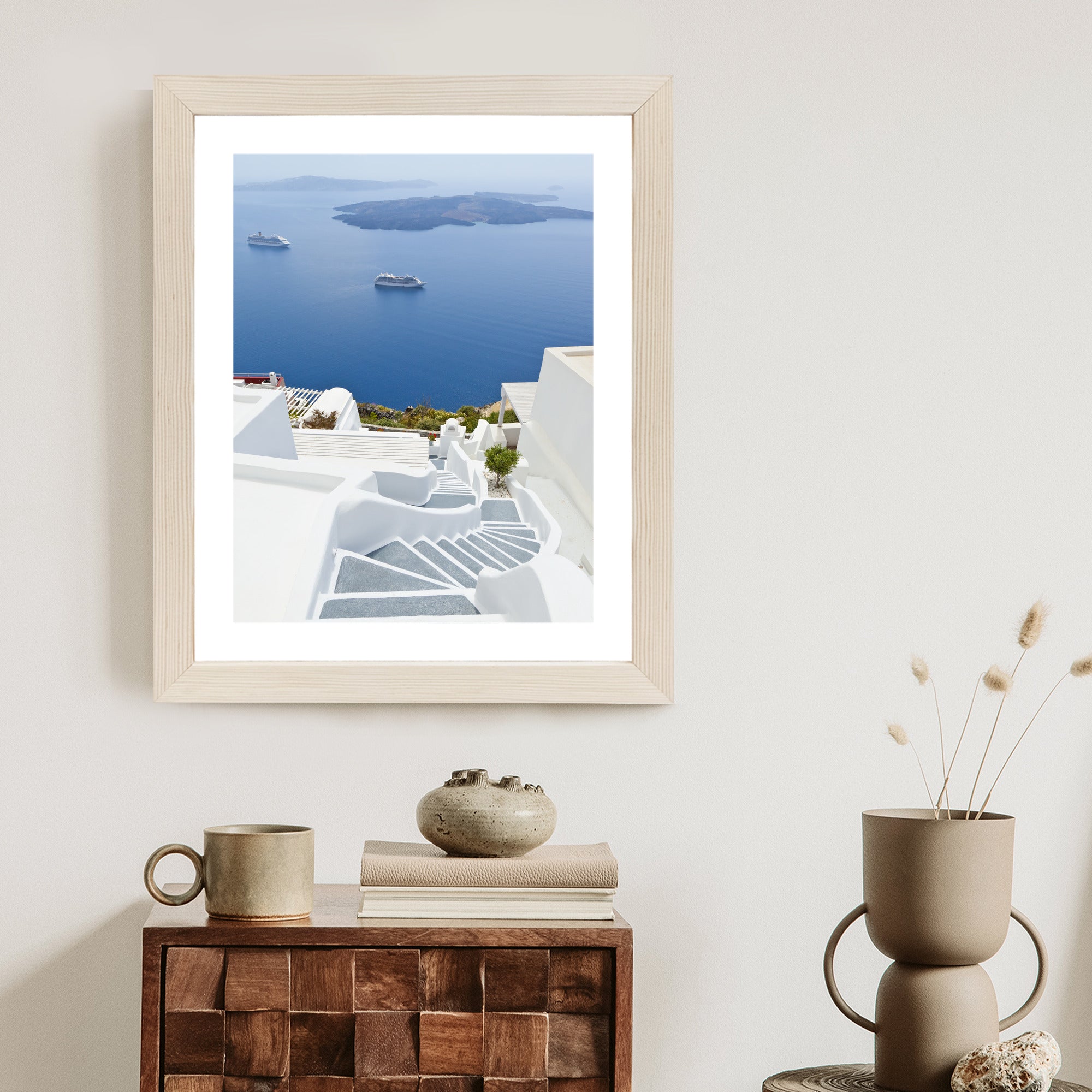 Plakat Santorini Z Malowniczym Widokiem Na Morze Rama Aluminiowa Kolor Czarny