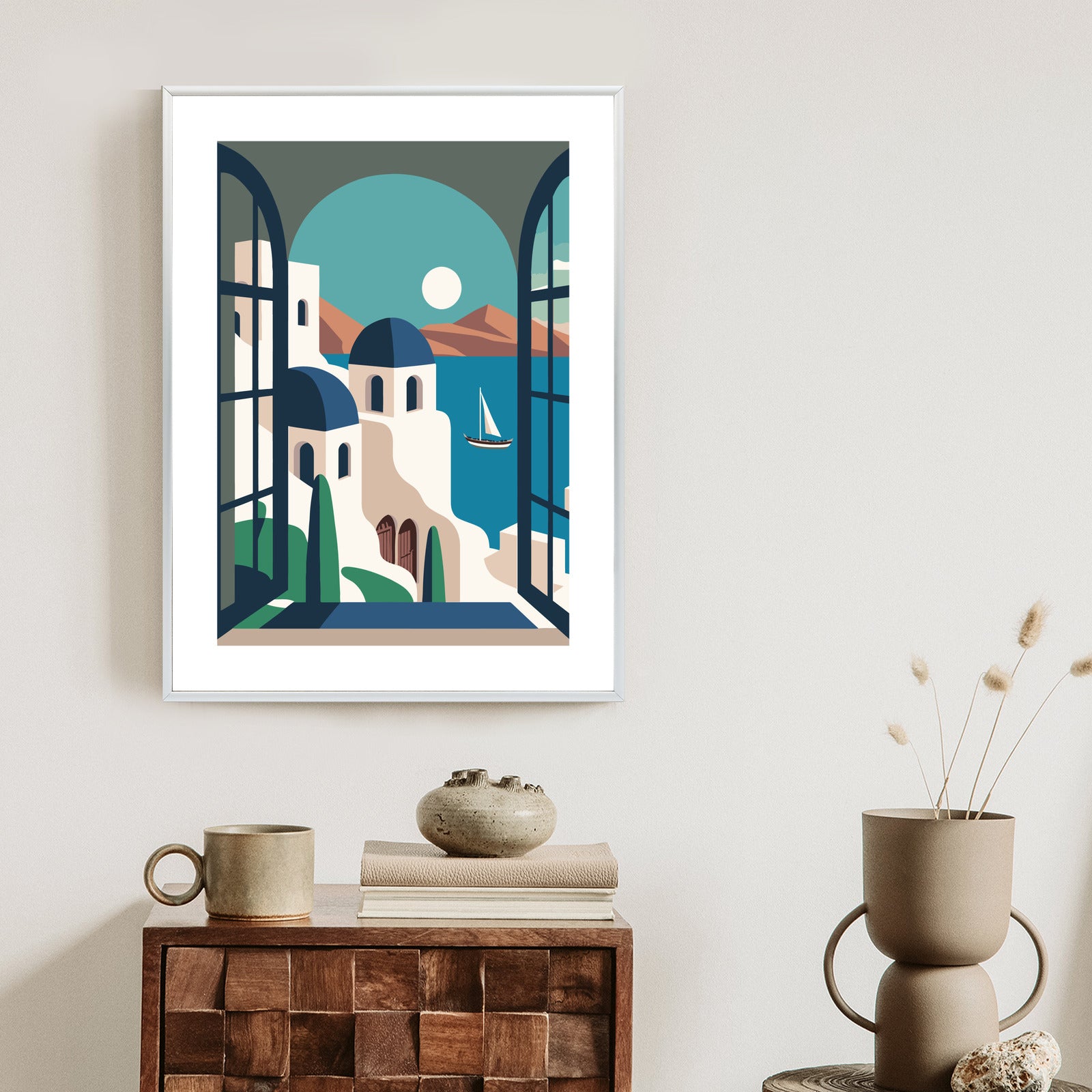 Plakat Greckie Santorini Ilustracja
