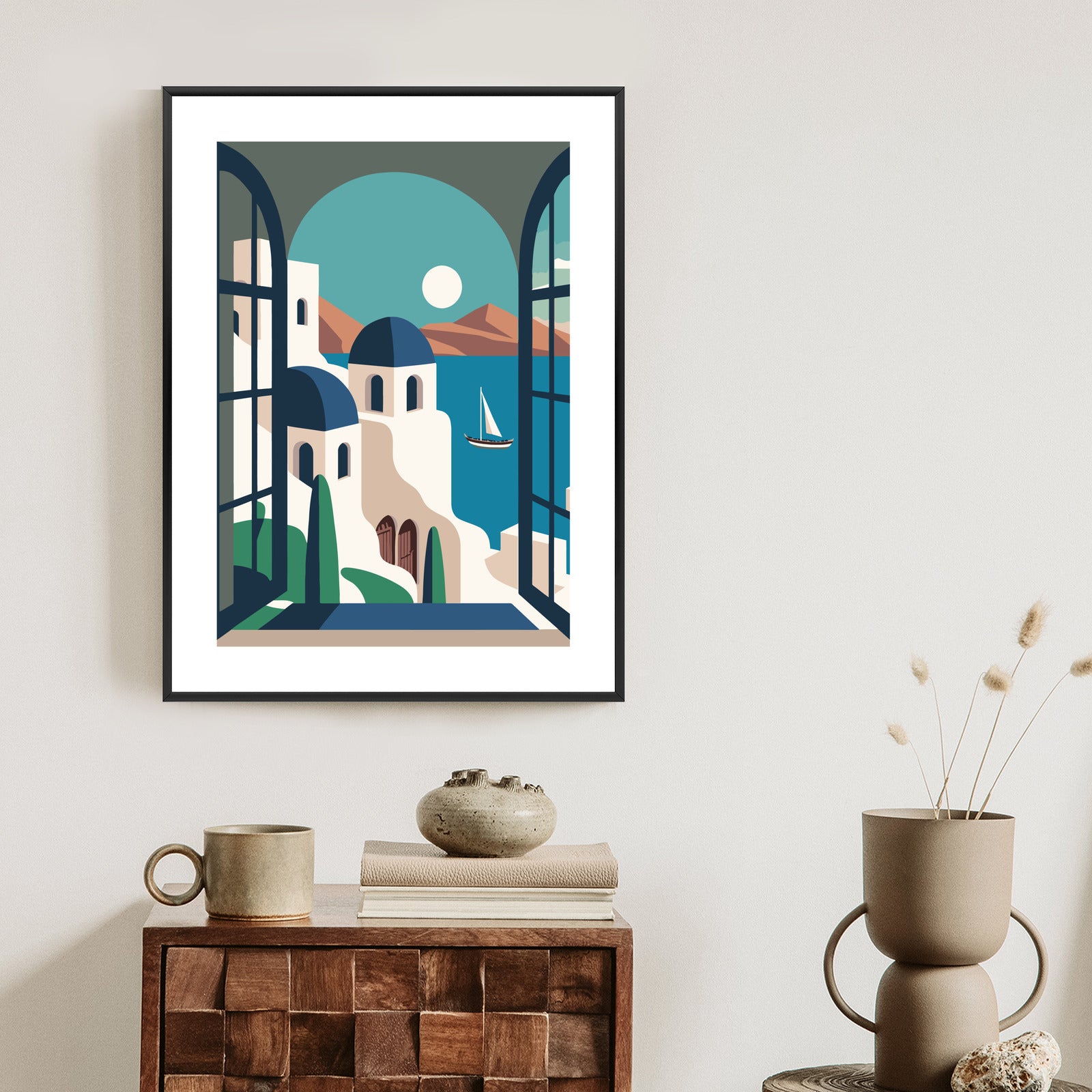 Plakat Greckie Santorini Ilustracja