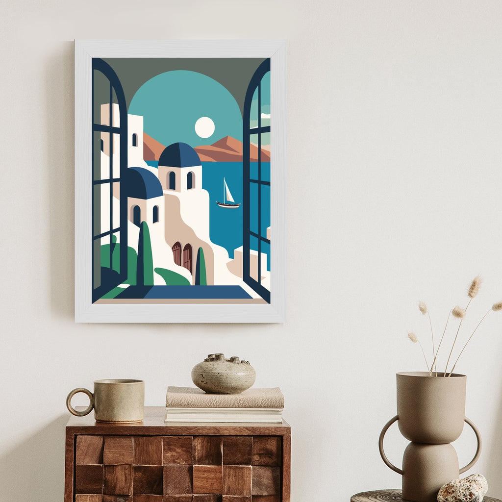 Plakat Greckie Santorini Ilustracja