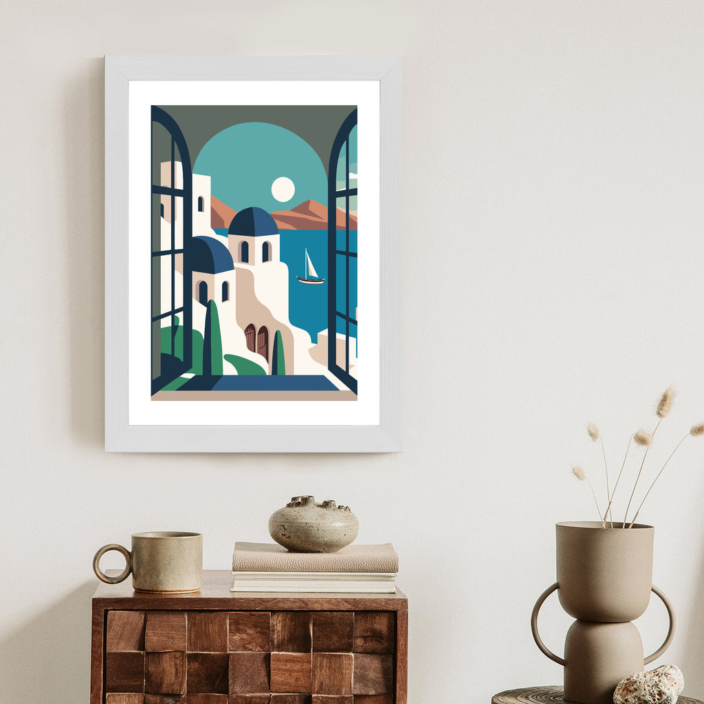 Plakat Greckie Santorini Ilustracja