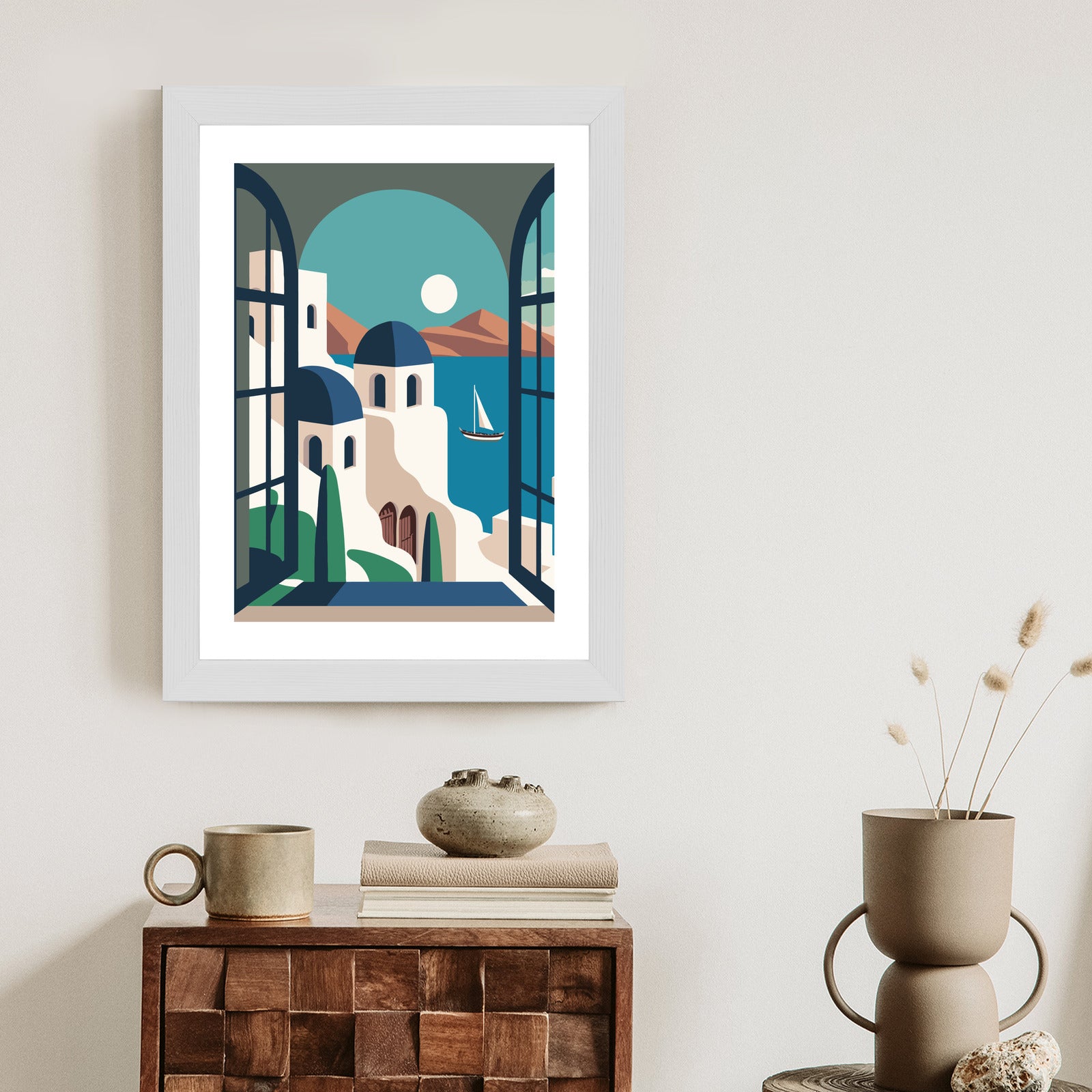 Plakat Greckie Santorini Ilustracja