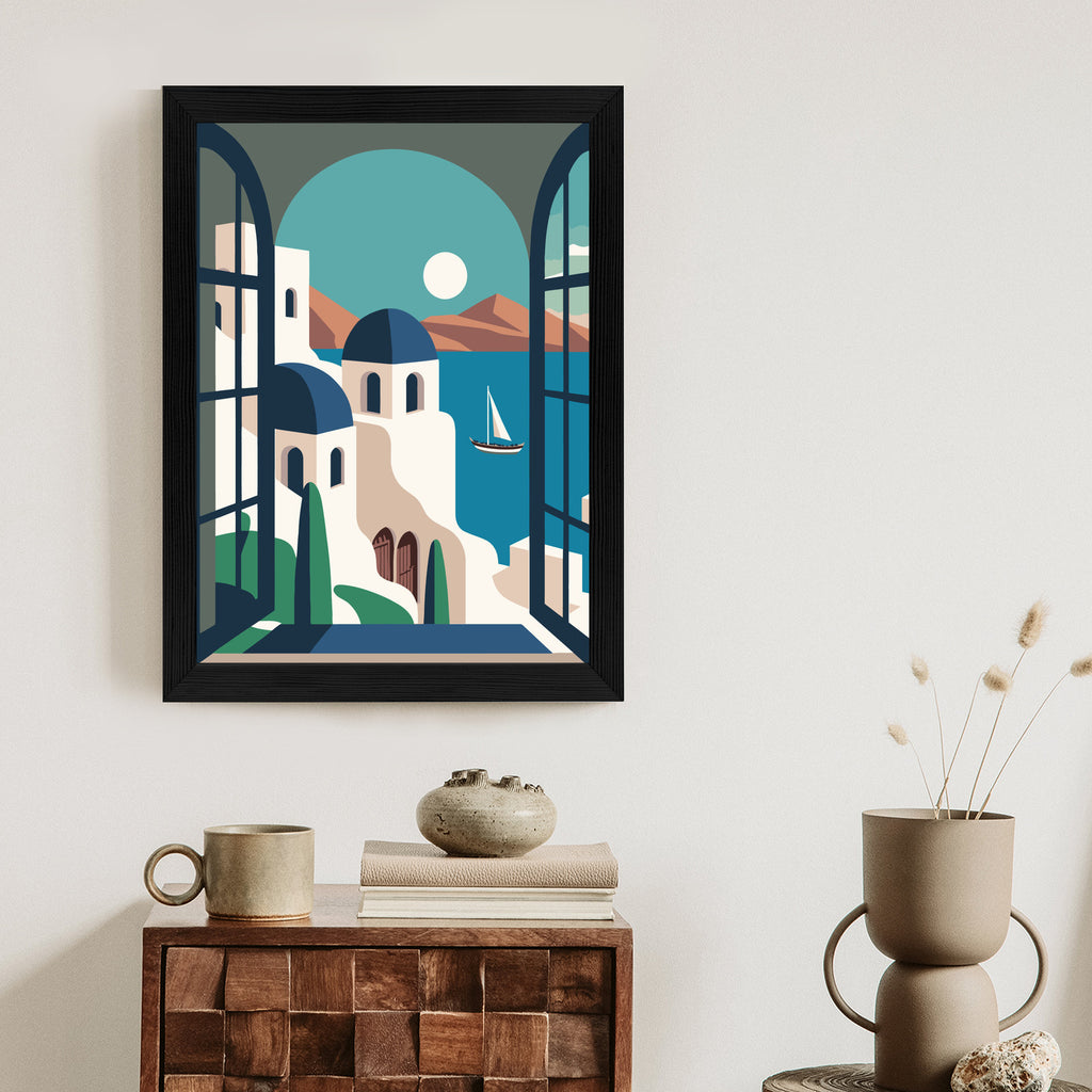 Plakat Greckie Santorini Ilustracja