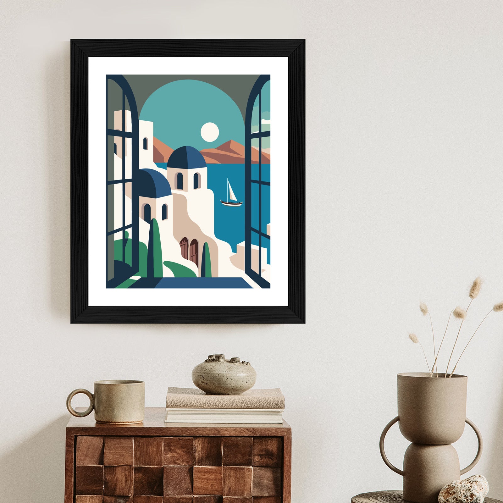 Plakat Greckie Santorini Ilustracja