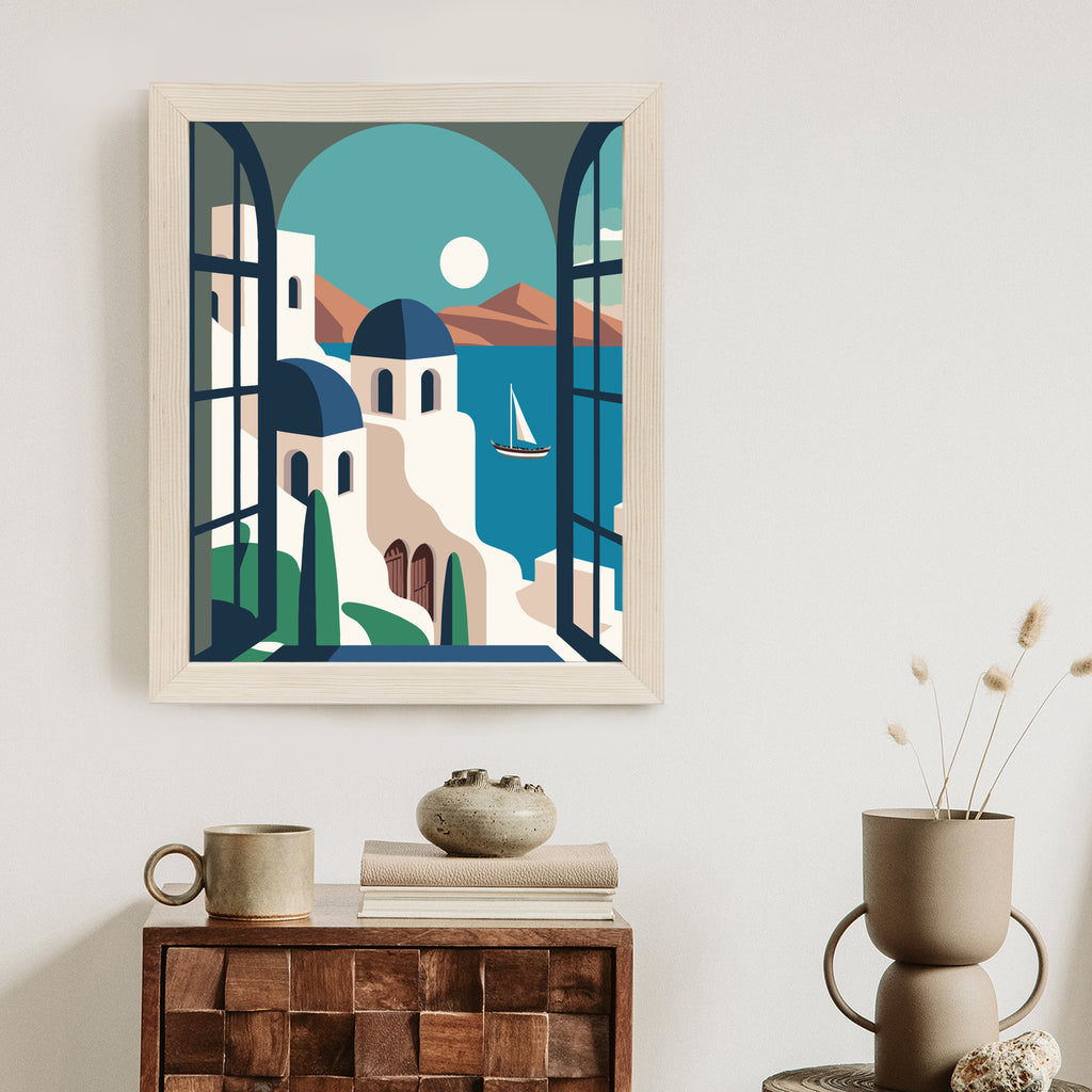 Plakat Greckie Santorini Ilustracja