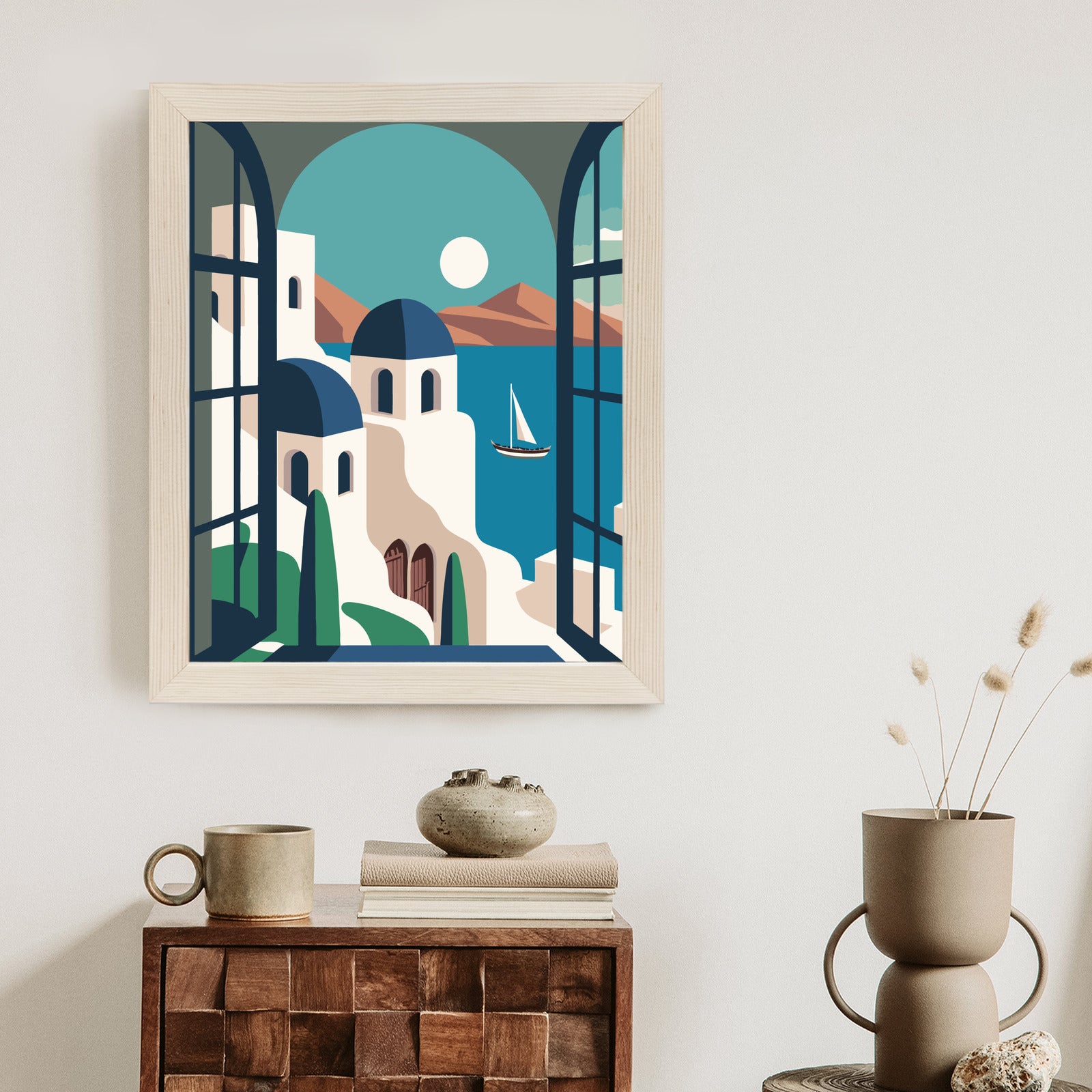 Plakat Greckie Santorini Ilustracja