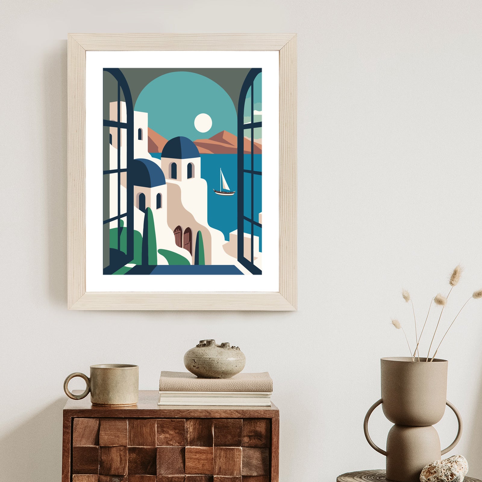 Plakat Greckie Santorini Ilustracja