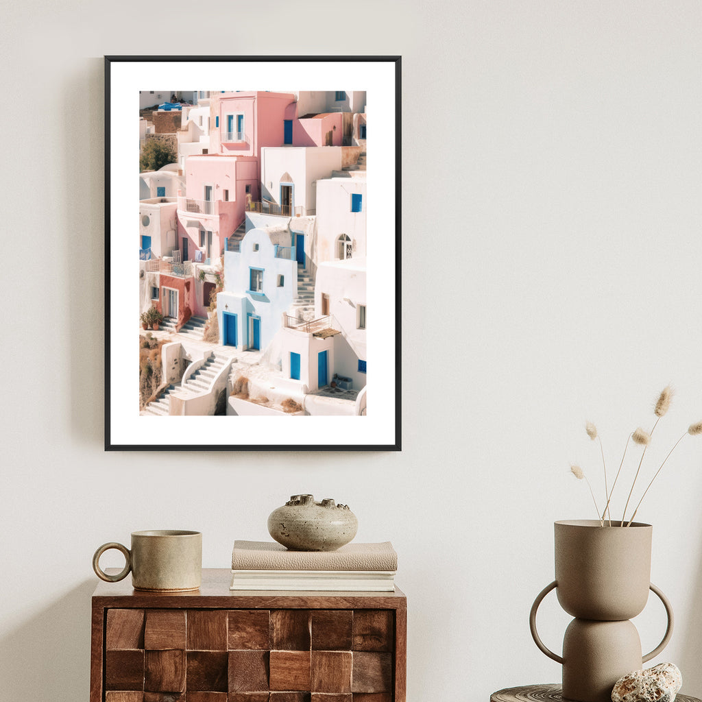 Plakat Kolorowa Grecka Architektura Rama Aluminiowa Kolor Czarny