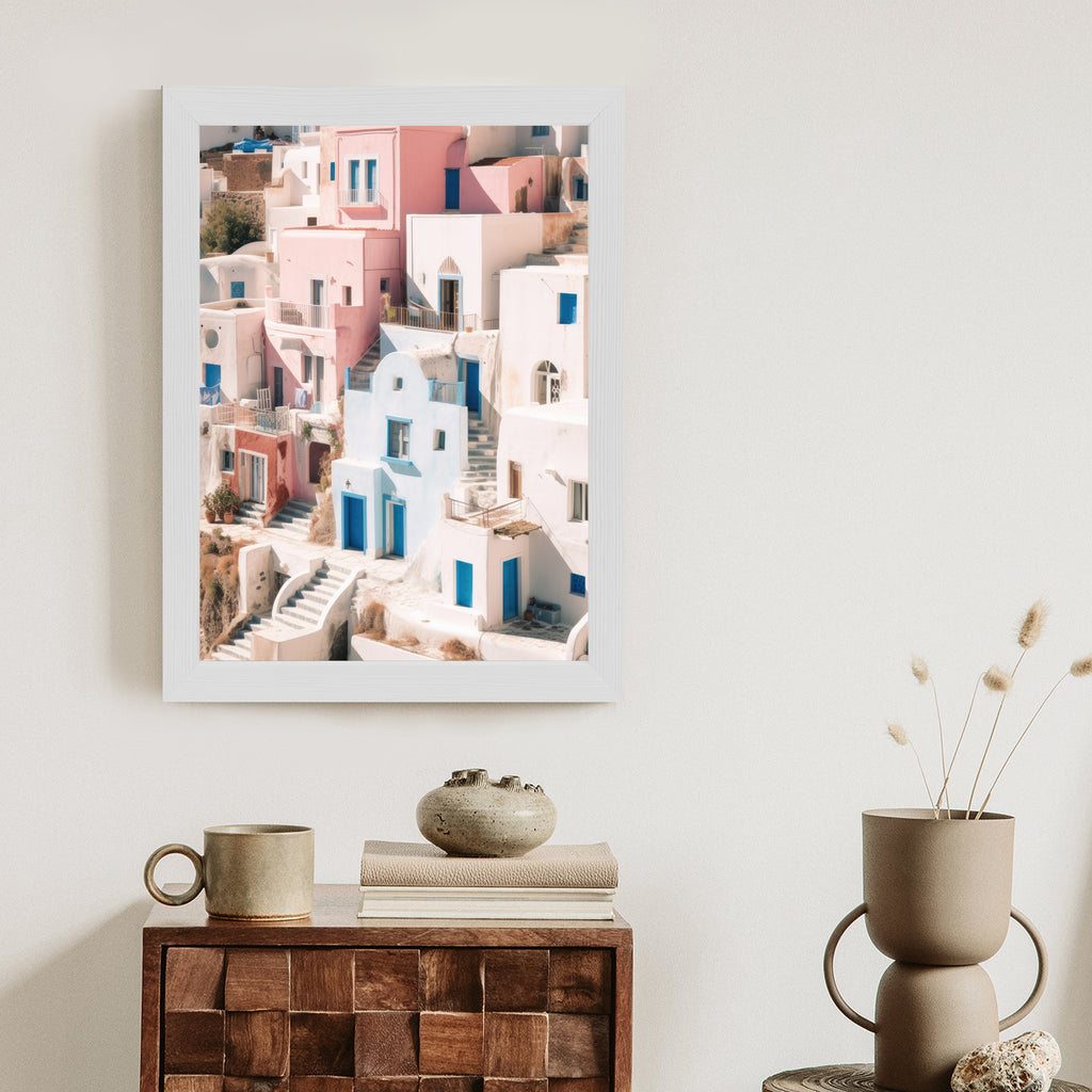 Plakat Kolorowa Grecka Architektura Rama Aluminiowa Kolor Czarny