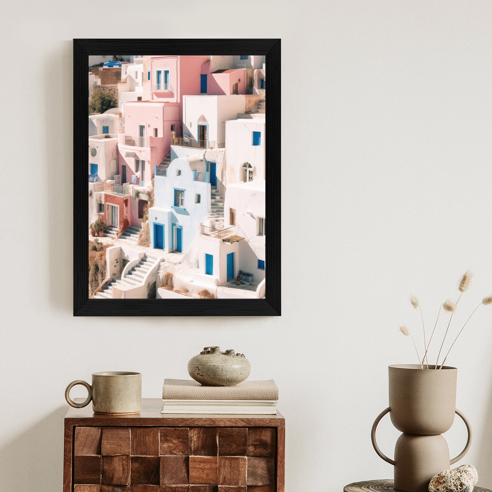 Plakat Kolorowa Grecka Architektura Rama Aluminiowa Kolor Czarny