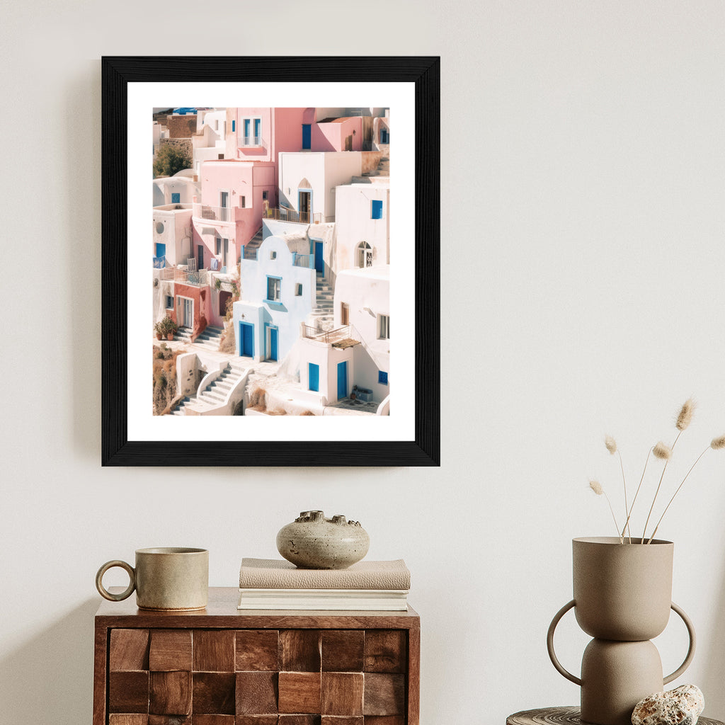 Plakat Kolorowa Grecka Architektura Rama Aluminiowa Kolor Czarny