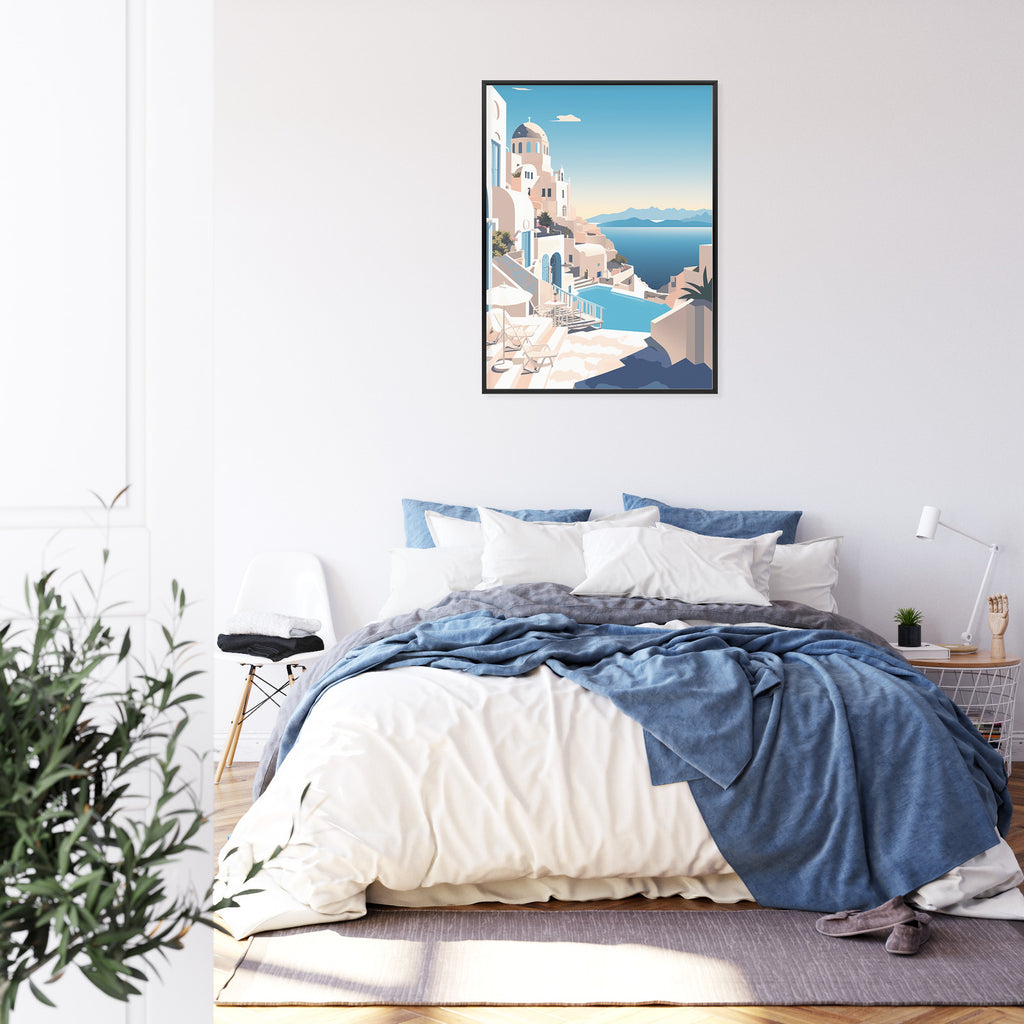 Plakat Grecka Architektura Na Santorini I Błękitne Morze Rama Aluminiowa Kolor Czarny