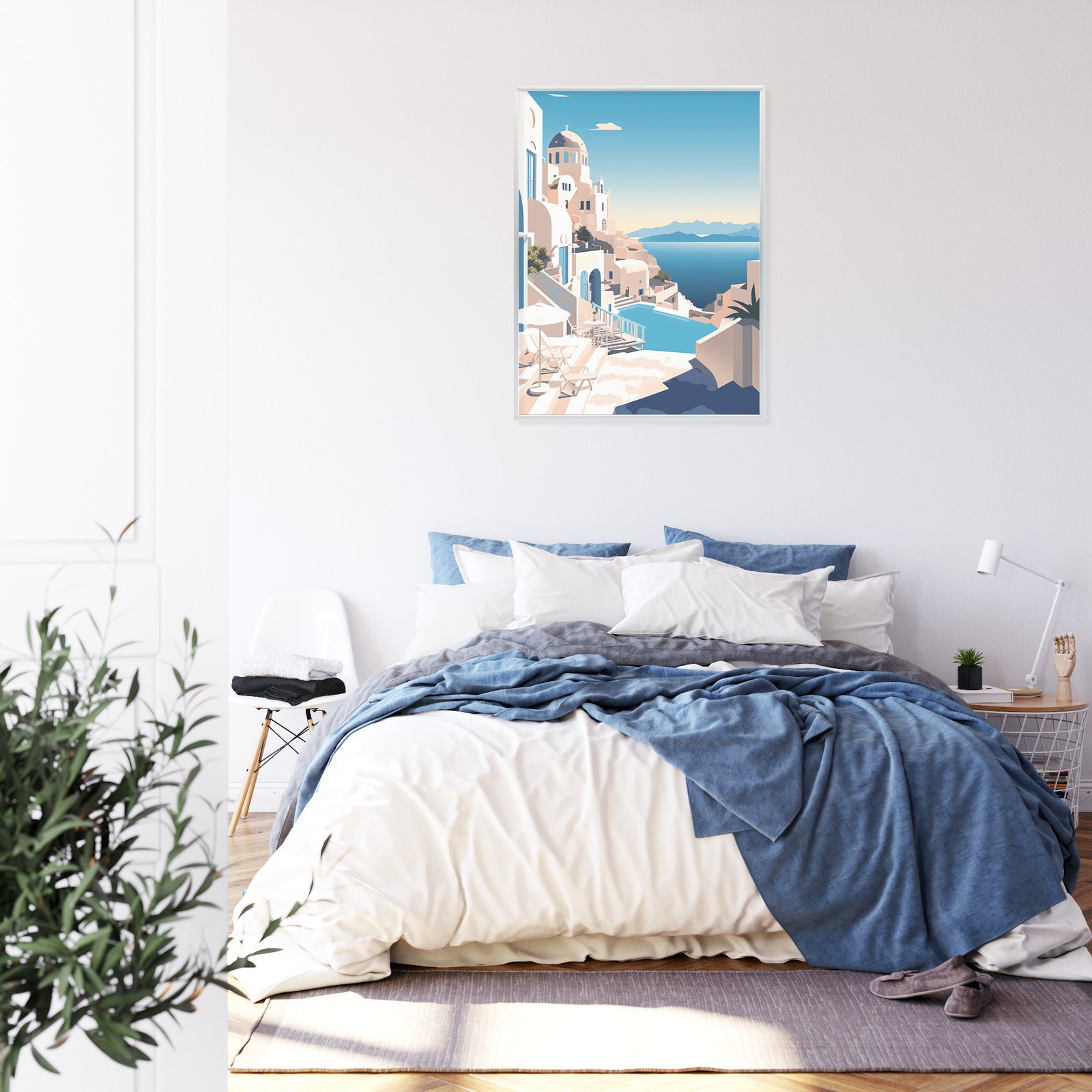 Plakat Grecka Architektura Na Santorini I Błękitne Morze Rama Aluminiowa Kolor Czarny