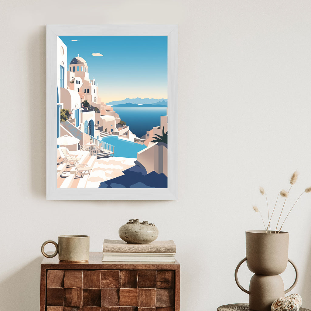 Plakat Grecka Architektura Na Santorini I Błękitne Morze Rama Aluminiowa Kolor Czarny