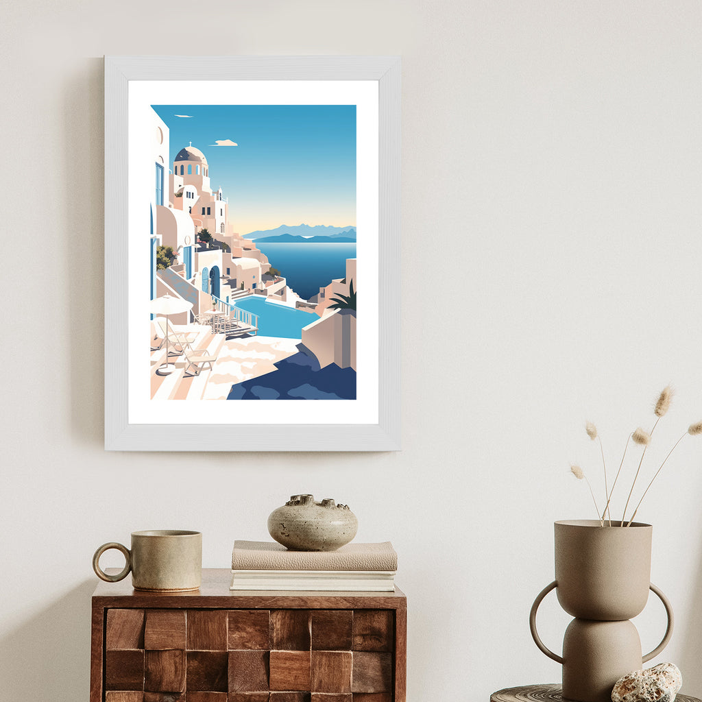 Plakat Grecka Architektura Na Santorini I Błękitne Morze Rama Aluminiowa Kolor Czarny