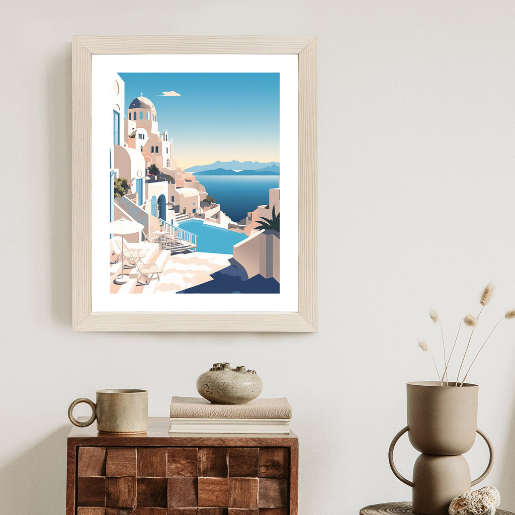 Plakat Grecka Architektura Na Santorini I Błękitne Morze Rama Aluminiowa Kolor Czarny