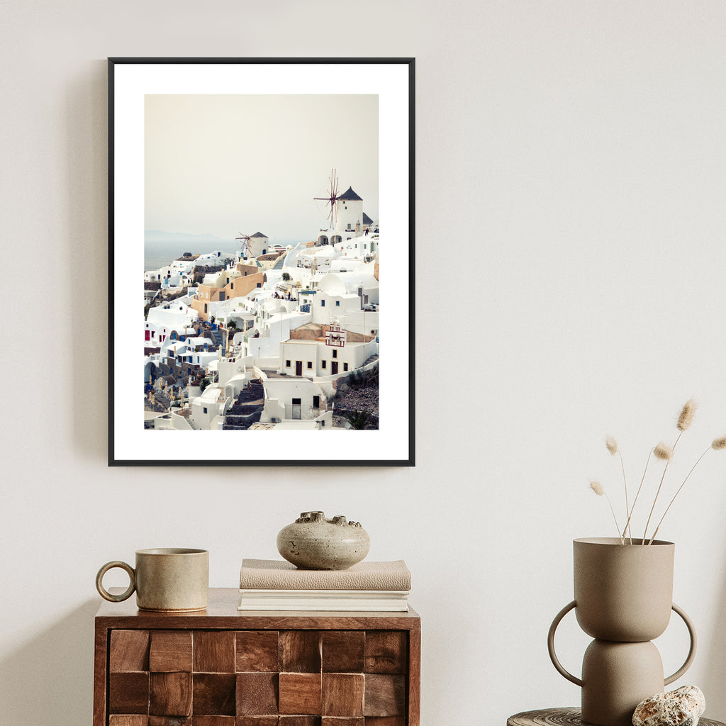 Plakat Widok Na Miasteczko Oia Na Santorini Rama Aluminiowa Kolor Czarny