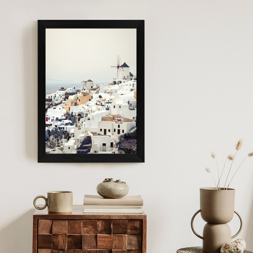 Plakat Widok Na Miasteczko Oia Na Santorini Rama Aluminiowa Kolor Czarny