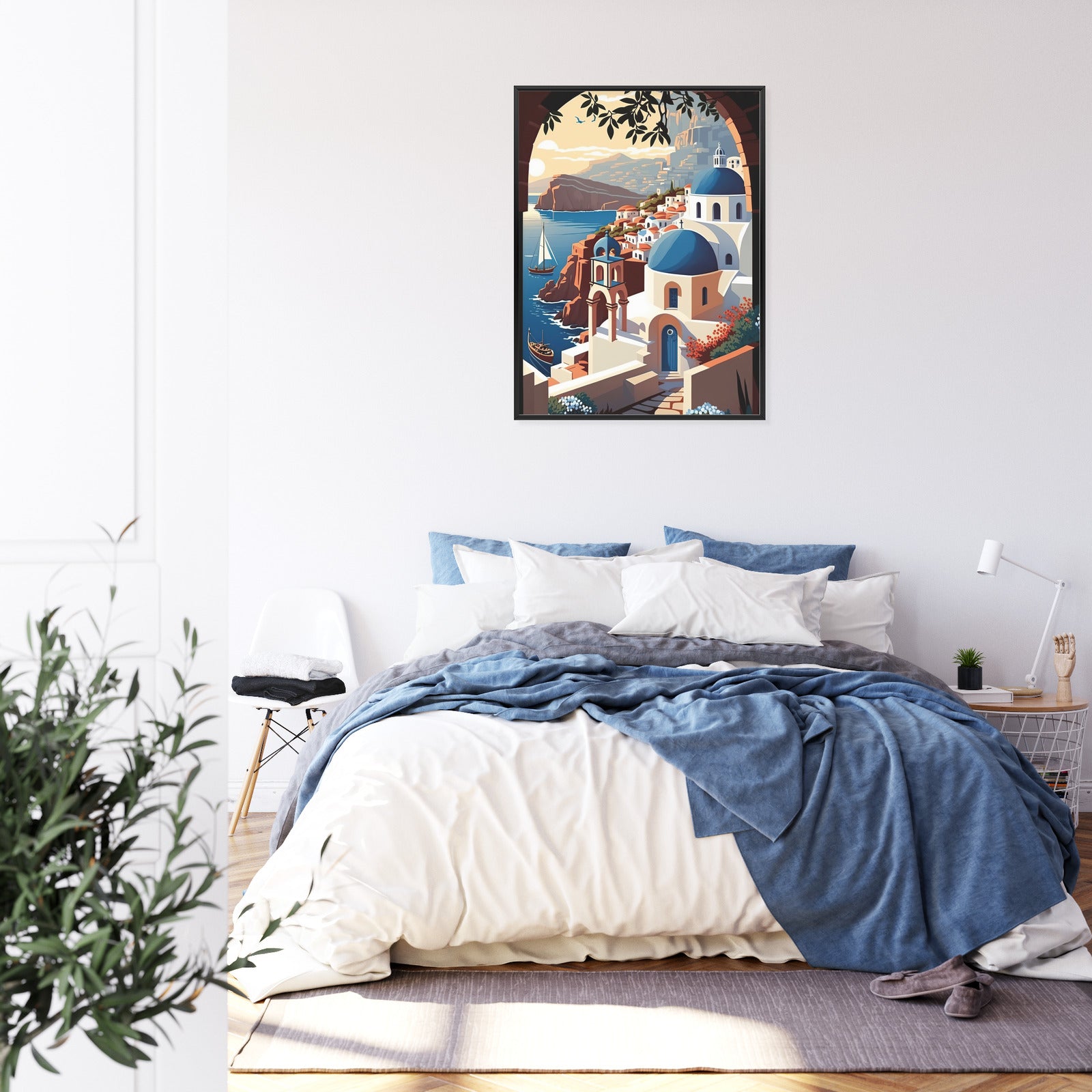 Plakat Ilustracja Greckiej Architektury Santorini Rama Aluminiowa Kolor Czarny