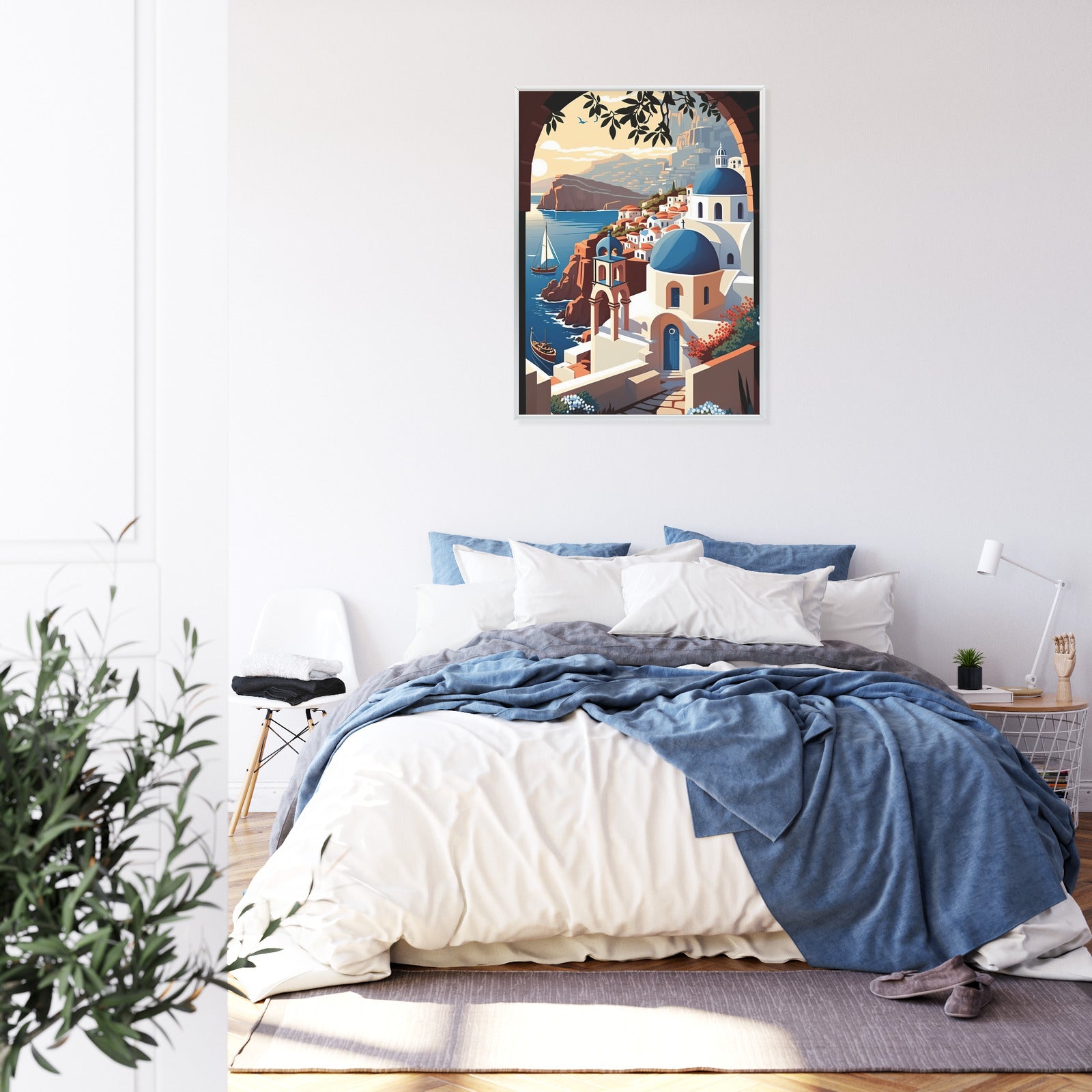 Plakat Ilustracja Greckiej Architektury Santorini Rama Aluminiowa Kolor Czarny