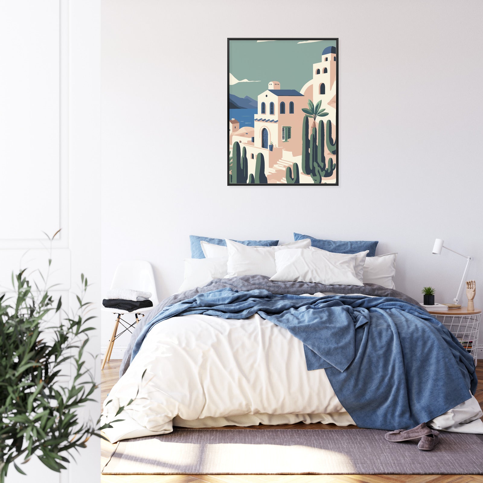 Plakat Architektura I Roślinność Na Wyspie Santorini Rama Aluminiowa Kolor Czarny