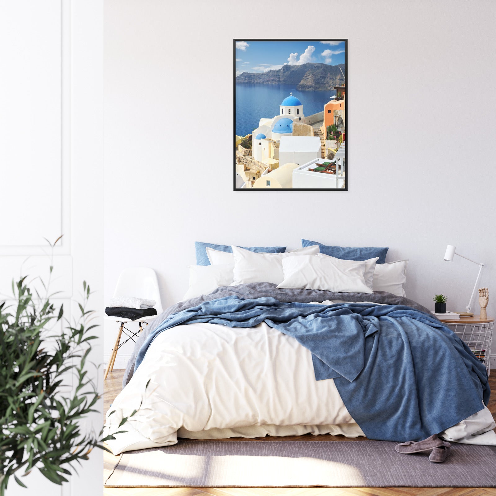 Plakat Widok Na Miasteczko Oia I Błękitne Morze Rama Aluminiowa Kolor Czarny