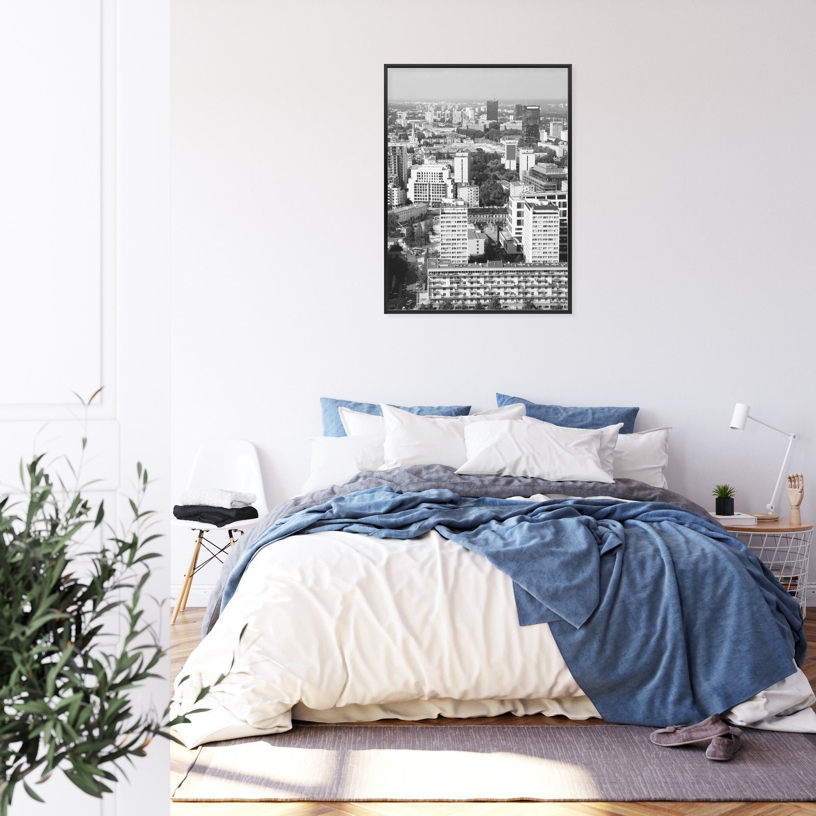 Plakat Czarno Biała Warszawa Z Lotu Ptaka Rama Aluminiowa Kolor Czarny