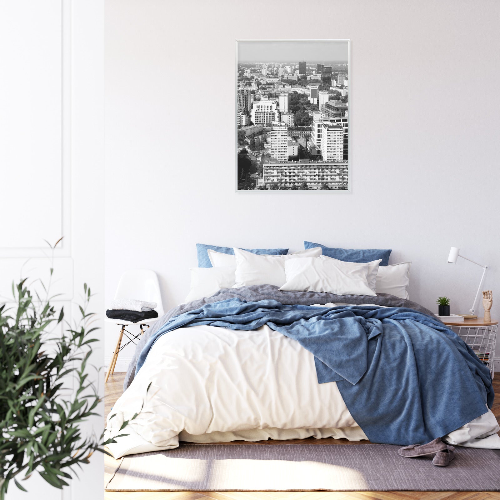 Plakat Czarno Biała Warszawa Z Lotu Ptaka Rama Aluminiowa Kolor Czarny