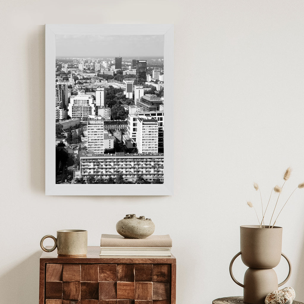 Plakat Czarno Biała Warszawa Z Lotu Ptaka Rama Aluminiowa Kolor Czarny
