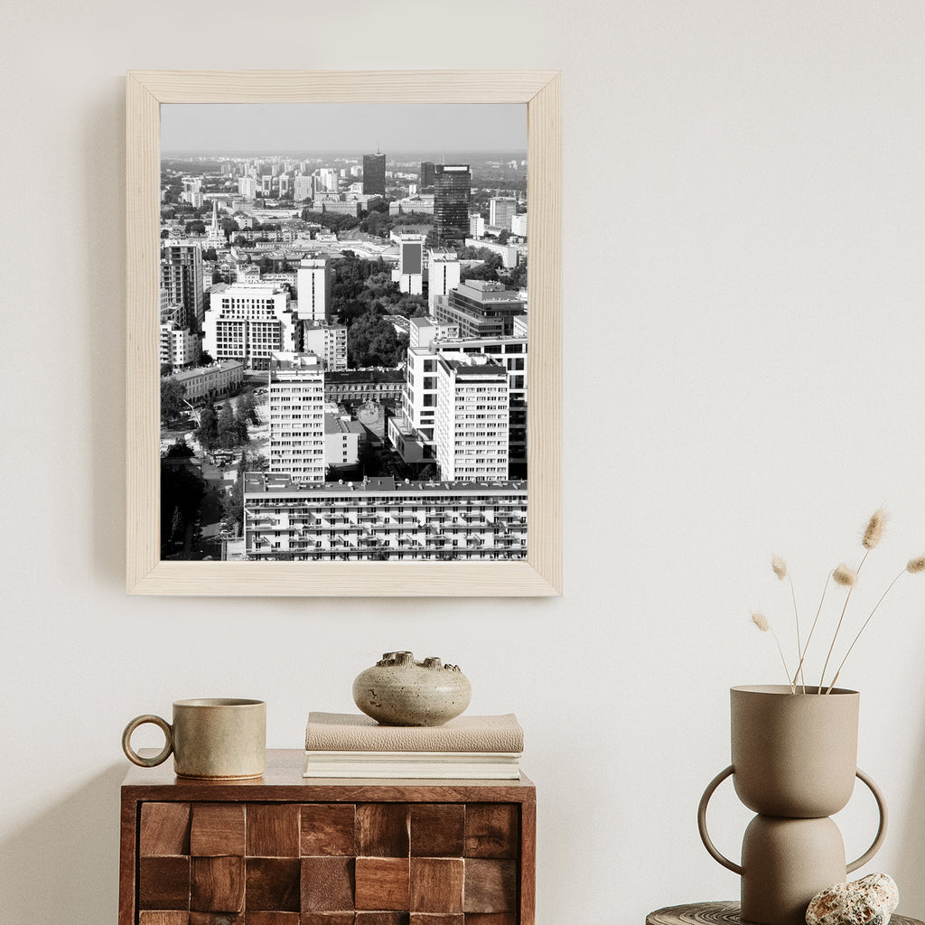 Plakat Czarno Biała Warszawa Z Lotu Ptaka Rama Aluminiowa Kolor Czarny