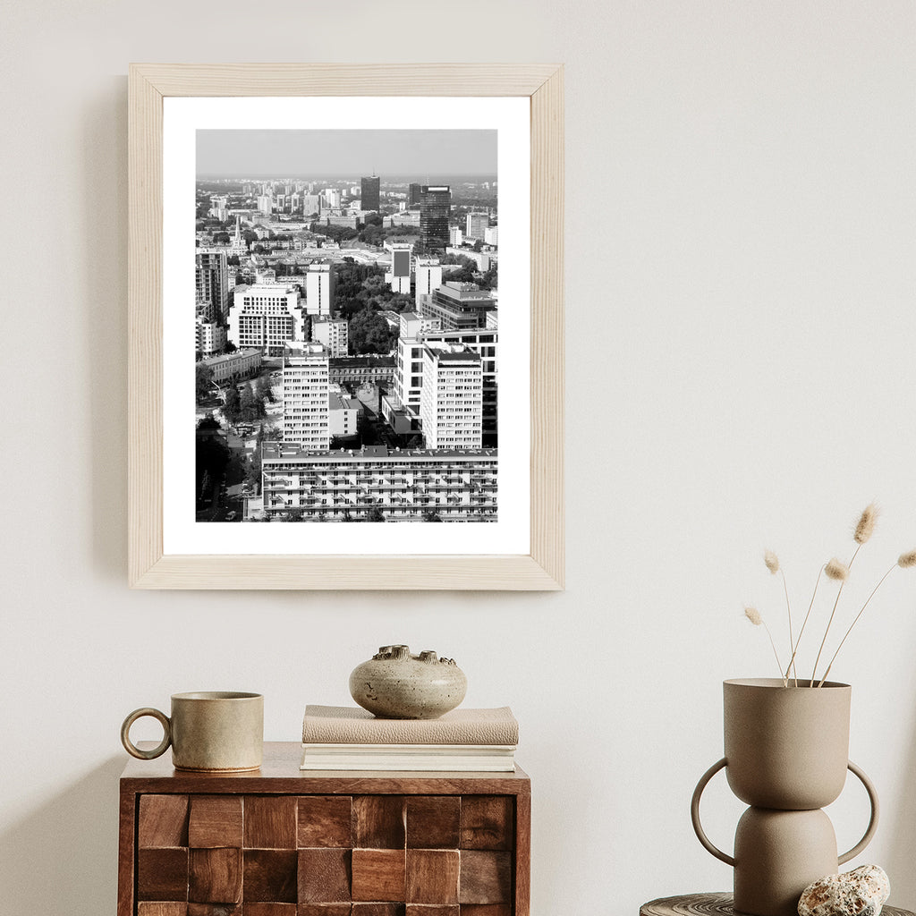 Plakat Czarno Biała Warszawa Z Lotu Ptaka Rama Aluminiowa Kolor Czarny