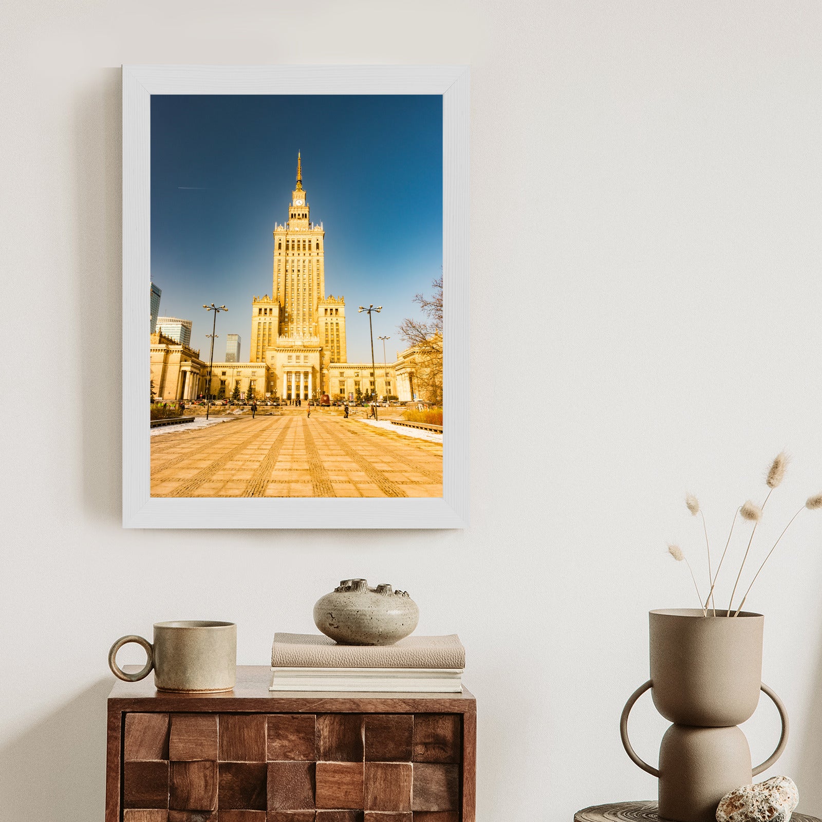 Plakat Pałac Kultury W Warszawie Na Tle Błękitnego Nieba Rama Aluminiowa Kolor Czarny