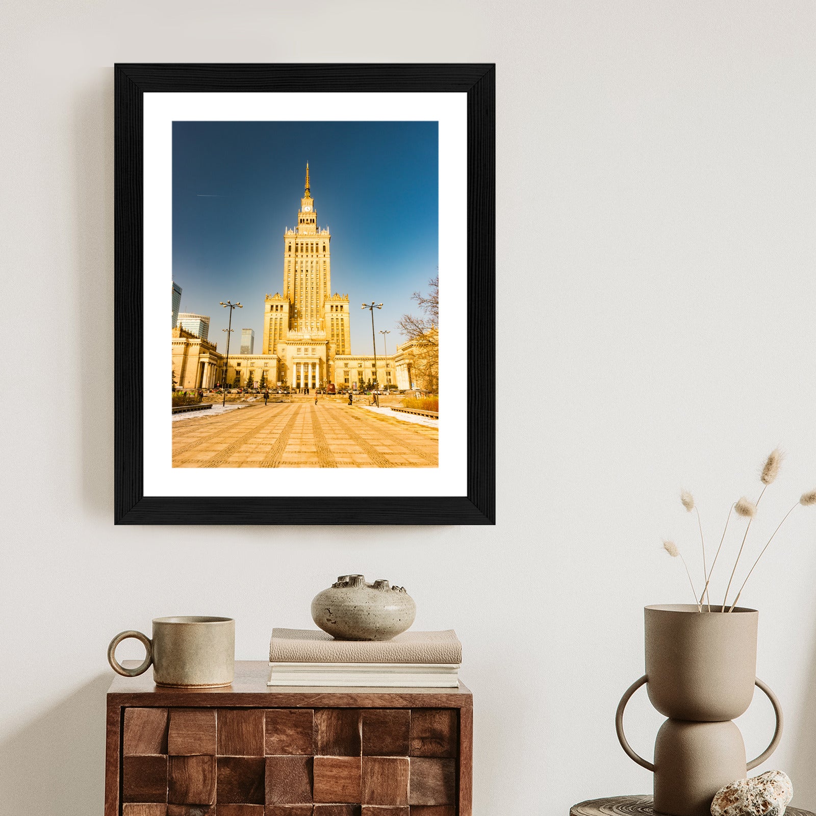 Plakat Pałac Kultury W Warszawie Na Tle Błękitnego Nieba Rama Aluminiowa Kolor Czarny